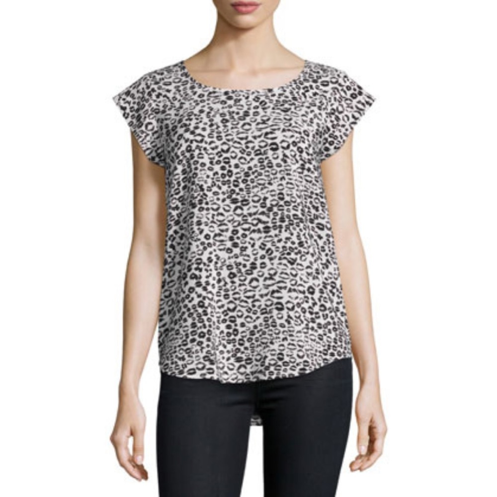 Joie "Rancher N" top in kiss-print silk